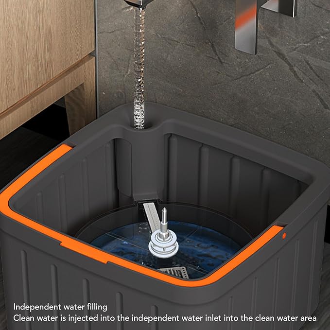 Mop Bucket Set, Self Wringing 360 Degree Rotating System Flat Mop Bucket Set for Hardwood Tile Marble Floor Cleanings