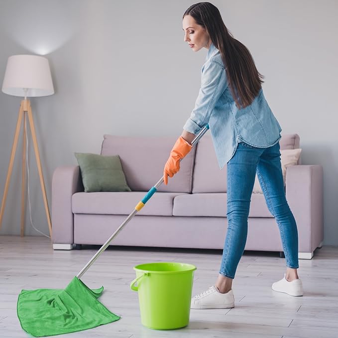 SmoothNovelty 10 Pcs Extra Large Microfiber Cloth 30" x 20" Large Floor Microfiber Towel Reusable Washable Free Lint Free Cloth Rag for Squeegee Mop Floor Window Housekeeping (Green)