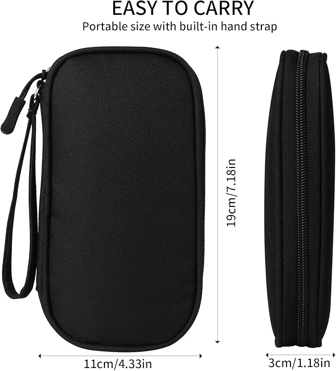 Universal Cable Organizer - Electronics Accessories Bag for Charger, Phone, Memory Cards & Travel Gadgets (Black)