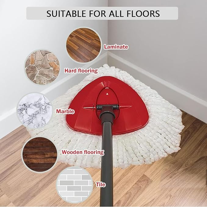 8-Pack Reusable Mop Head Replacement for O Cedar Easywring 1-Tank System, Microfiber Spin Mop Refills Compatible with Vileda 2-in-1 Turbo Triangle