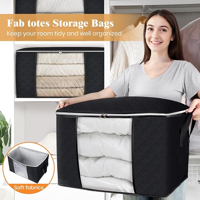 Fab totes 24 Gallons Clothes Storage, 10 Pack,Black