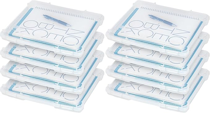 IRIS USA Board Game Storage Craft Organizer Box with Snap-Tight Latch Lid, 8-Pack Portable Plastic Case Bin for Puzzles, Magazines, Hobbies