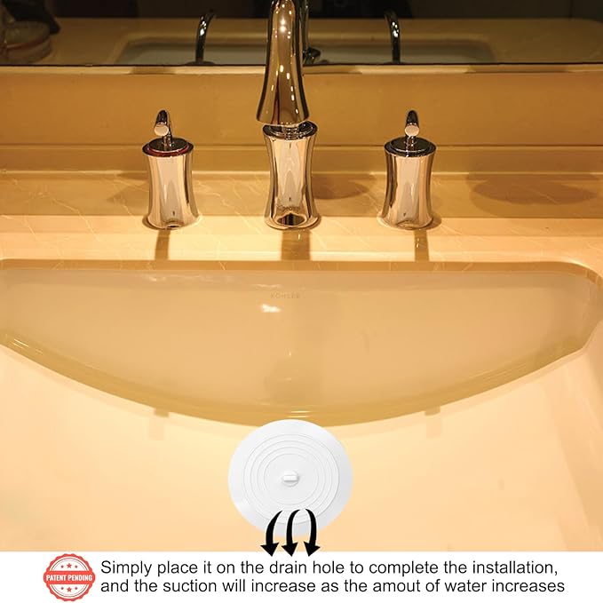 V-TOP Tub Stopper 2 Pack, 6 inches Large Silicone Drain Plug Hair Stopper Flat Suction Cover for Kitchen Gadgets Bathroom Accessories and Laundry
