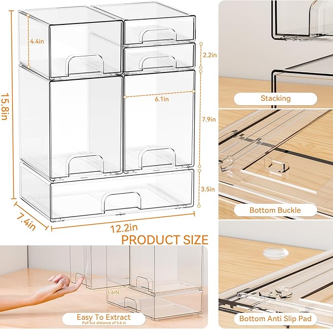 6 Set Clear Baby Bottle Organizer for Countertop