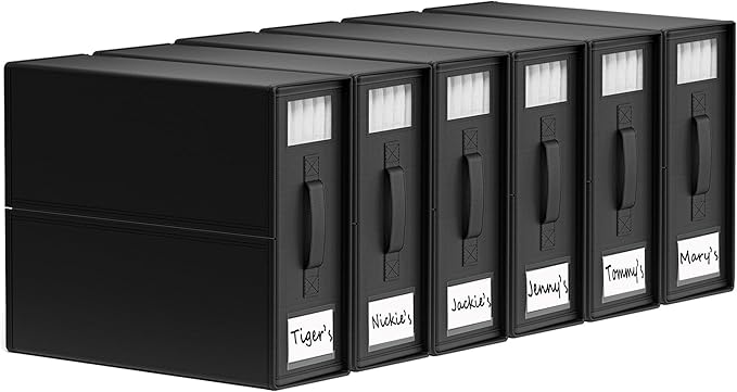 SheetCube Bed Sheet Organizers and Storage 6 Pack, Foldable Linen Closet Organizer with Window and Label, Bedding Folder Storage Box Container for Blanket, Duvet Cover Set, Bed Sheet Set - Black