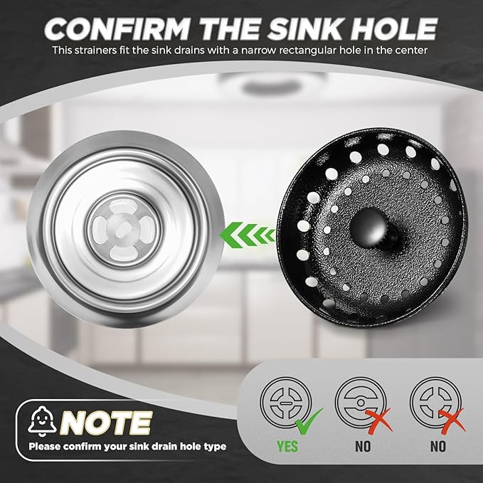 Mudder 3 Pcs Kitchen Sink Strainer & Stopper - Stainless Steel