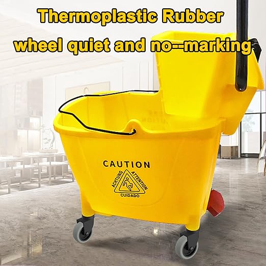 Mop Buckets Wheels Replacement Set of 8, 3 Inch Non-Marking TPR Castors with Grip Ring Stem, Rubber Caster Wheel for Rubbermaid Models 7570-L2, 7571,7580,7581,7582 7583