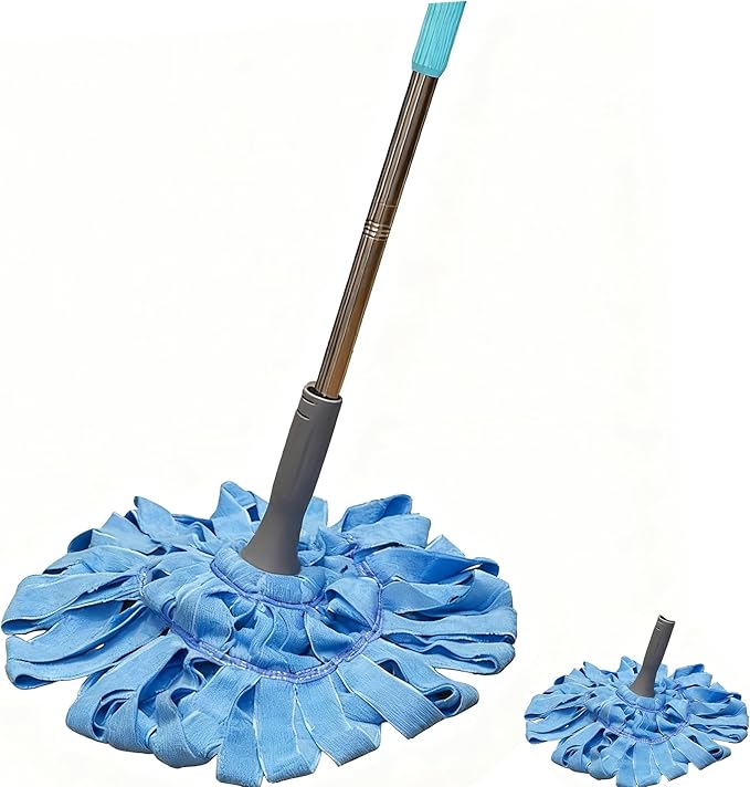 EaseYourDay Self-Wringing Twist Mops, Hands-Free Ratchet Wringing, Microfiber Mop with 1 Extra Refill