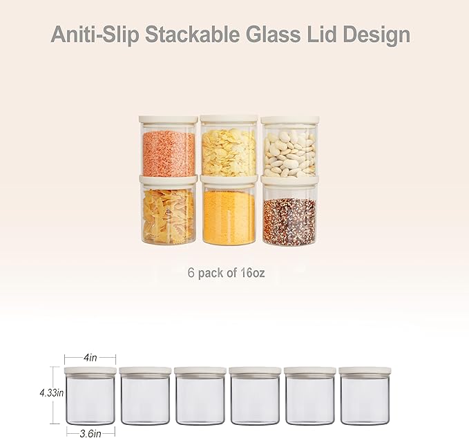 Urban Green Glass Food Storage Jar with Glass Lid, Food Canister Set with Airtight Lids