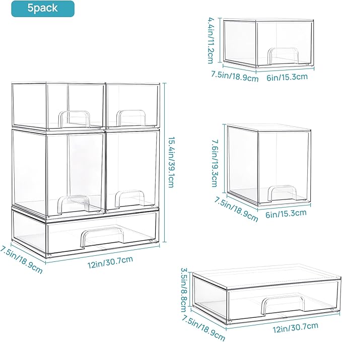 Stackable Storage Drawers Set of 8