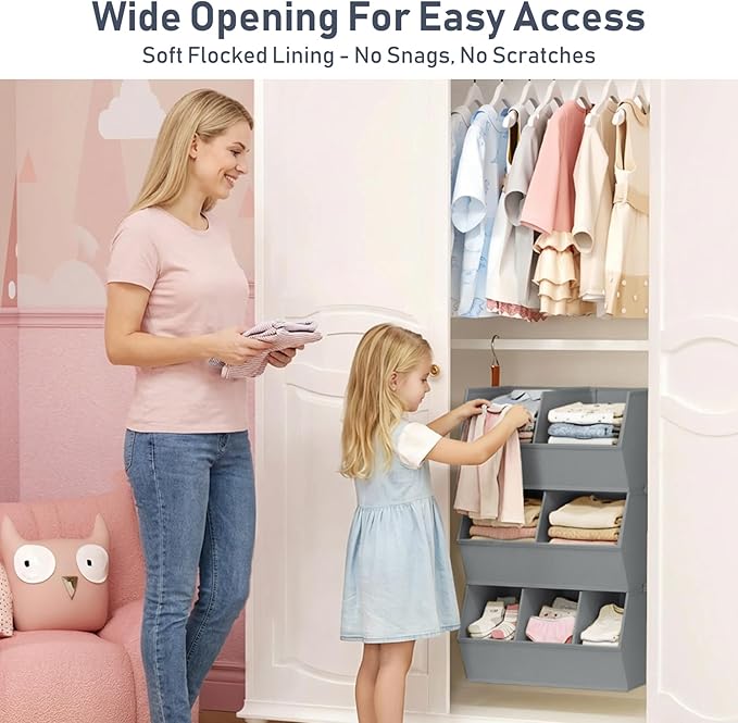 Hanging Closet Organizer Extra Large, Clothes Hanging Shelves for Closet with Divider, Collapsible Closet Storage System, Fabric Storage Bins for Home