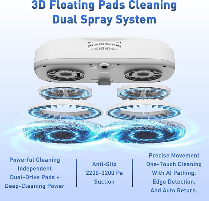 KKI Window Cleaning Robot,Upgraded Window Cleaner Robot, Auto-Dual Spray, Max 3200pa,3 Cleaning Modes & Edge Detection