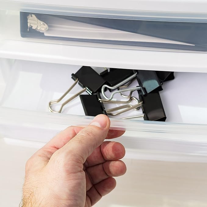 IRIS USA Plastic Stacking Desk Top 3-Drawer Storage Organizer, 2-Pack