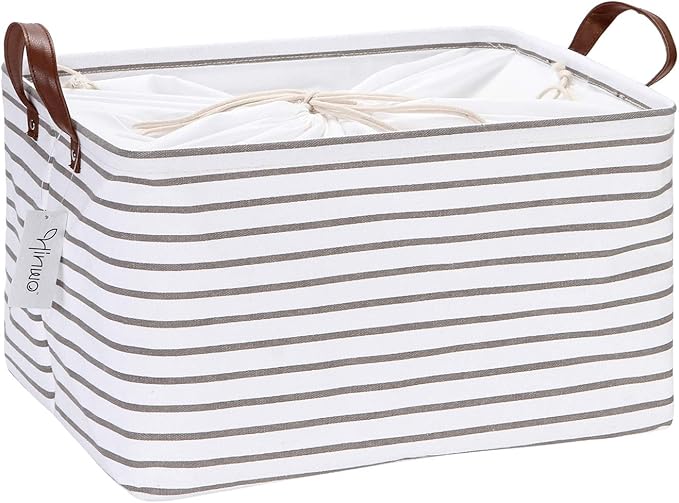 31L Large Storage Bins, Closet Organizers and Storage, Gray Stripe