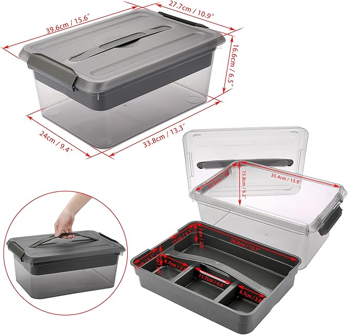 BTSKY Stack & Carry Box - Clear Storage Container (Multi-Purpose)