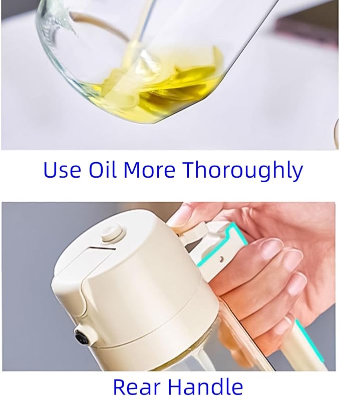 1PCS Oil Dispenser for Kitchen BLACK– 2 in 1 Oil Dispenser Sprayer, 16oz/470ml Glass Oil Bottle Spray and Pour, Kitchen Oil Mister for Air Fryer, Salad, Frying, BBQ Accessories