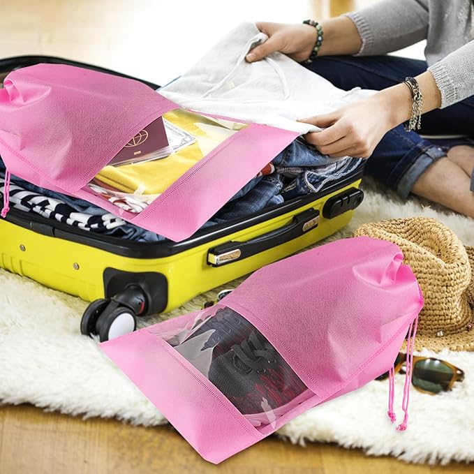 12 Pack Shoe Bags for Travel, Pink
