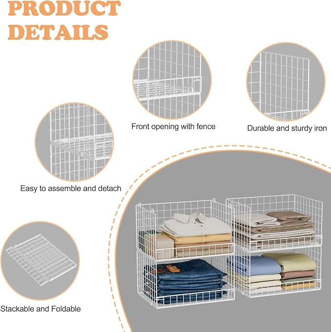 Yociyoga 4-Tier Stackable Closet Organizers and Storage Basket