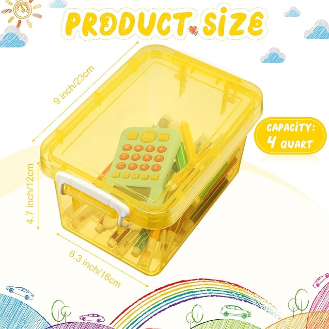 Wenqik 6 Pack 4 Quart Storage Bins - Colorful Plastic Organizer