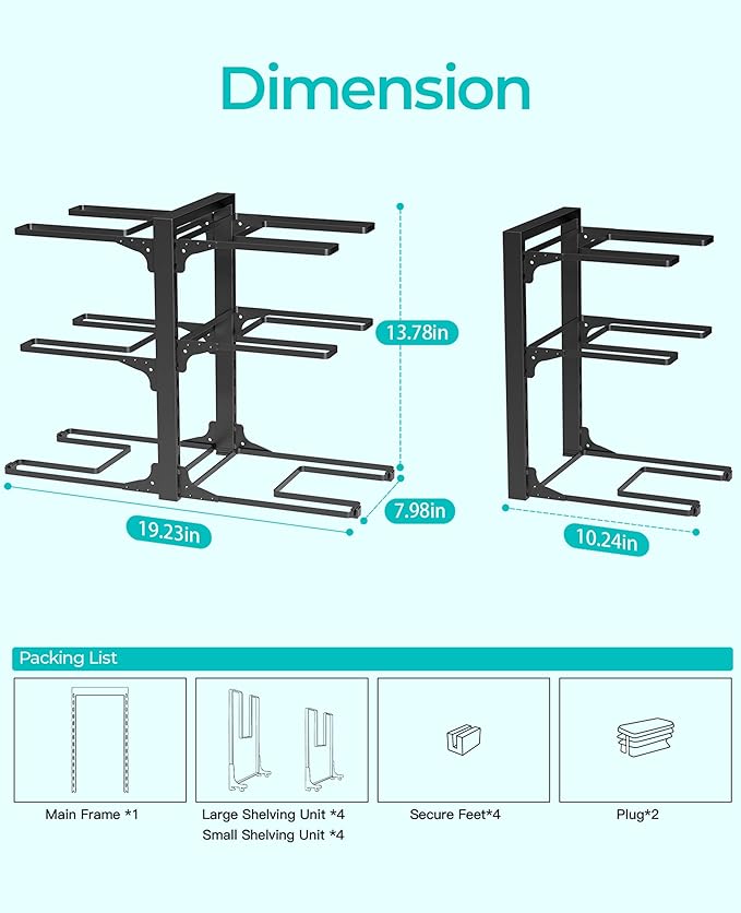 6-Tier Pots and Pans Organizer under Cabinet, Adjustable Pot Rack