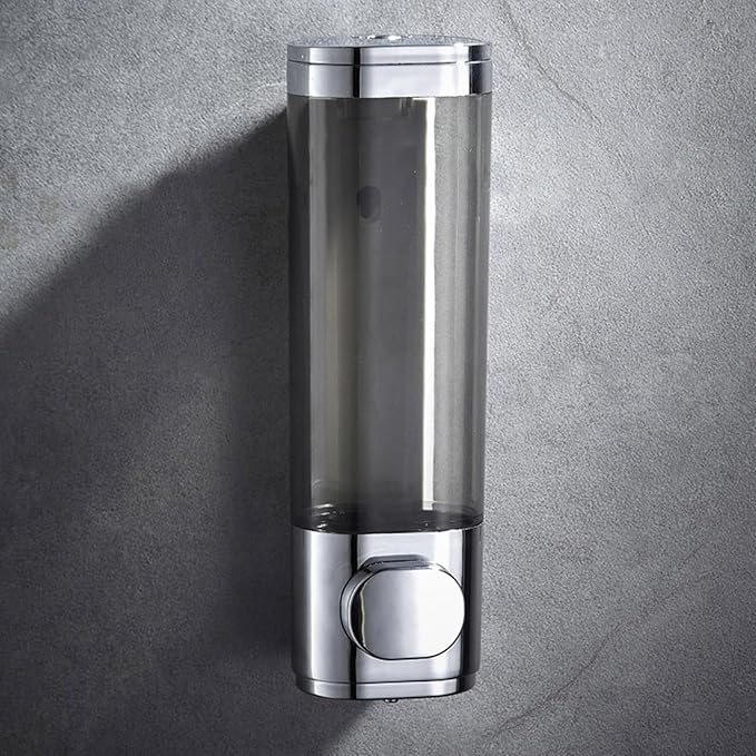 Soap Dispensers 300ML ABS Plastic Drill Free with A dhesive or Wall Mount with Screws Liquid Hand Soap Dispenser for Bathroom or Kitchen (Silver)