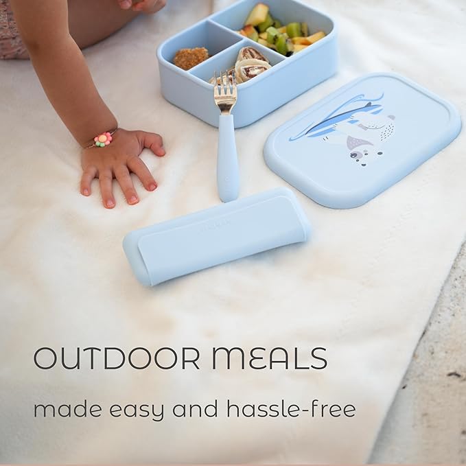 ASOMIC Premium 316 Stainless Steel Toddler Utensils with Silicone Handles & Travel Case, Kids Spoon & Fork Set for Toddler Self Feeding at Daycare, Preschool & School, BPA-Free, Dishwasher Safe