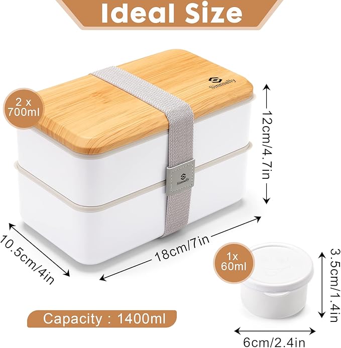 Sinnsally Lunch Box for Adult,1400ml Stackable Japanese Bento Lunch Box for Women,Lunch Containers with Food Compartments