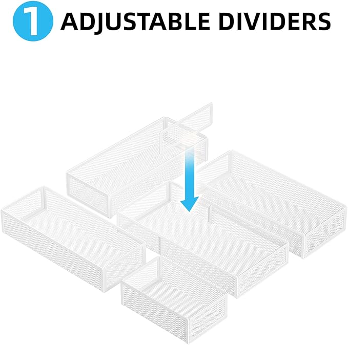 5 Pack Desk Drawer Organizer Set, White