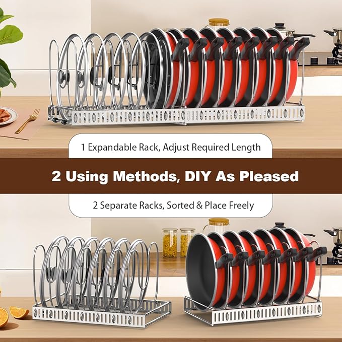 2 Pack Pot and Pan Organizer, Silver