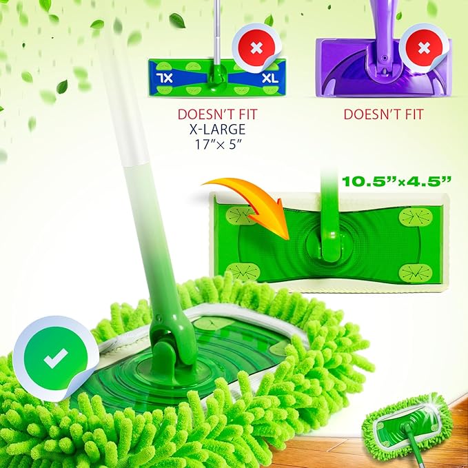 VanDuck Dust Mop Refill Compatible with Swiffer Sweeper (6 Pack) - Microfiber Pet Heavy Duty Dry Cloth Refills - Reusable Mop Pad (Handle is Not Included)
