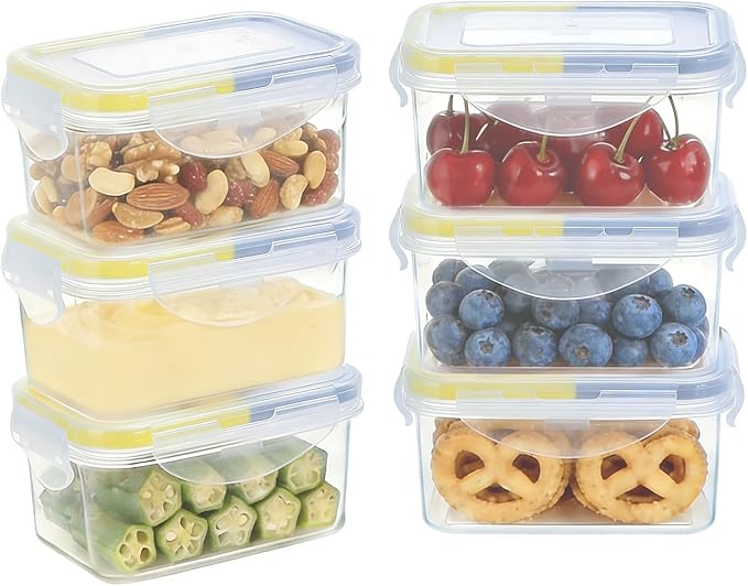 KIGI Small Plastic Food Storage Container for Snack, Lunch & Meal Prep, BPA-Free, Airtight lids, Rectangular Leak-Proof Mini Bento box
