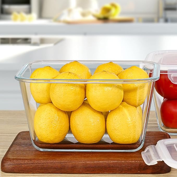 2 Pack Large Glass Storage Containers with Lids 85oz/10.5cup Big Airtight Glass Food Storage Containers for Rotisserie Chicken Watermelon Meal Prep