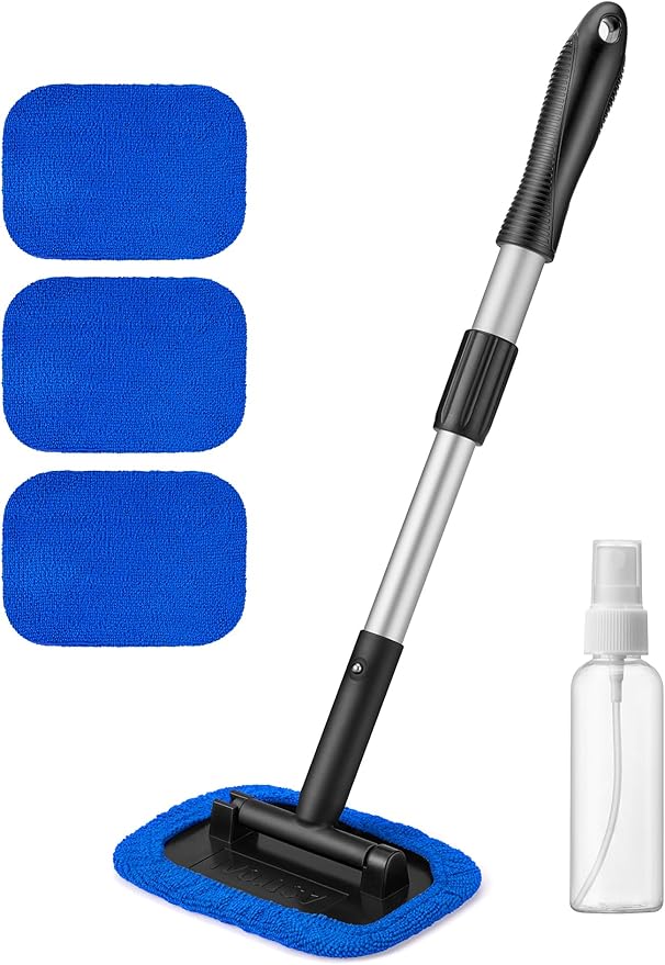 AstroAI Windshield Cleaner Tool - 4 Pads, Extendable Handle