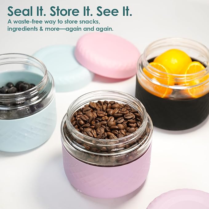 24 oz Glass Lunch Bowl Containers with Lids 2 Pack | Leak & Spill Proof, BPA-Free, Microwave & Dishwasher Safe