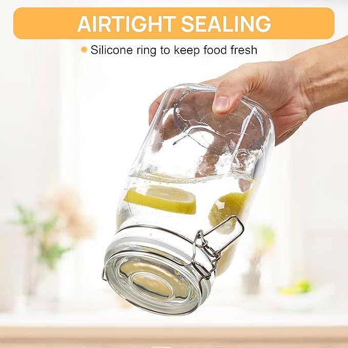 CHEFSTORY 50oz Airtight Glass Jars with Lids, 3 PCS Food Storage Canister for Kitchen & Pantry Organization