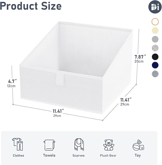 Closet Storage Bins 10 Pack, Fabric Storage Baskets for Shelves, White