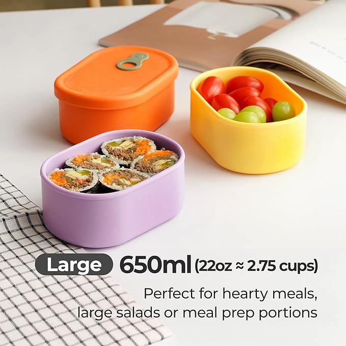 Premium Korean-Made Silicone Airtight Food Container with Steam Vent – BPA Free, Leakproof, Microwave & Freezer Safe Meal Prep. & Leftovers Storage