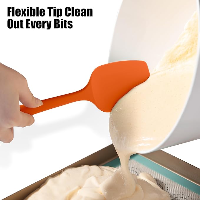 Heat Resistant Silicone Spoon Spatulas, Doosu 600°F High Temp Flexible Cooking Spoons Kitchen Spoonula Scratch-Proof for Mixing Stirring Scraping Serving Non-Stick Cookware (Set of 3, Multi-5)