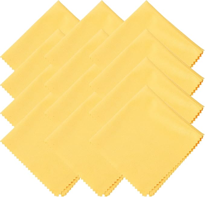 uxcell 12 Pcs Microfiber Cleaning Cloth for Glasses, 8 x 8 Inch Eyeglass Cleaning Cloth, Glasses Cleaner Wipes for Electronics Lenses Screens Cameras Cell Phones, Yellow
