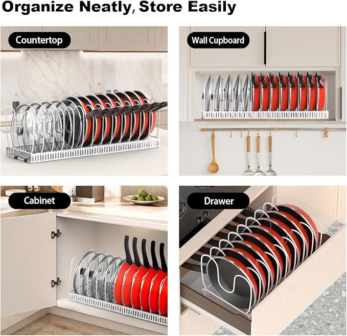 2 Pack Pot and Pan Organizer, White