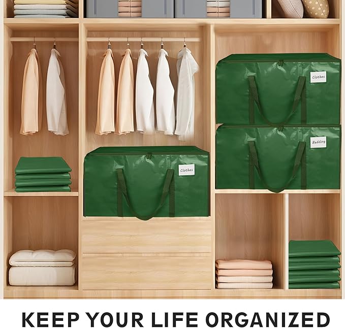12 Pack-Extra Large Heavy Duty Moving Bags, Olive green
