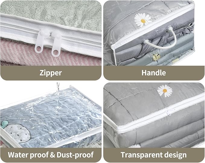 10 PCS Clear Zippered Storage Bags with Handle, Towel-20 * 16 * 12