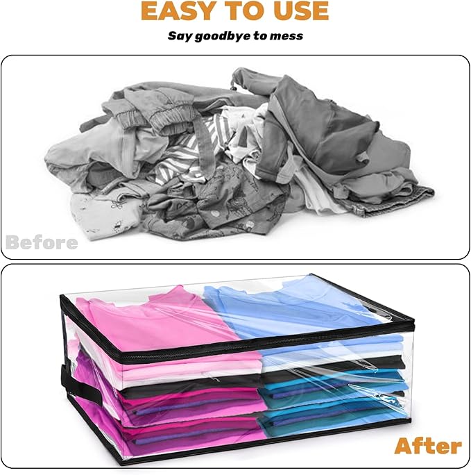 ZOOFOX 6 Pack Blanket Storage Bags, Clear Zippered Storage Bags for Clothes, Vinyl Moving Bag for Comforter, Blanket, Bedding, Toys, Clothing, 19.5 x 14 x 8 Inch
