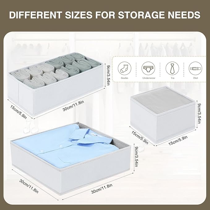 DIMJ Drawer Organizer Clothes, 24 Pack Dresser Organizer, Foldable Closet Organizers and Storage, Fabric Dresser Drawer Organizers