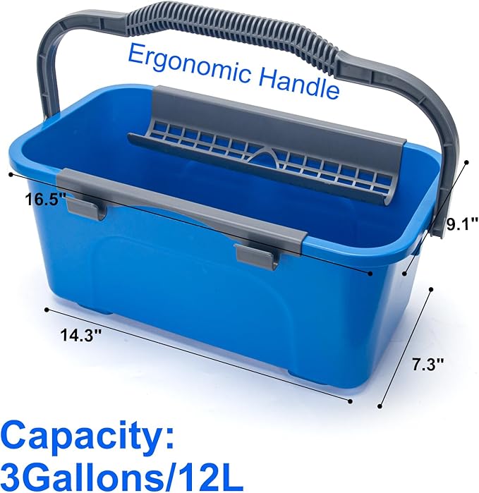 Window Cleaning Kit with 6ft Long Handle, 3 Gallon Bucket,14" Squeegee,15" Microfiber Scrubber,Spray Bottle, Cloth
