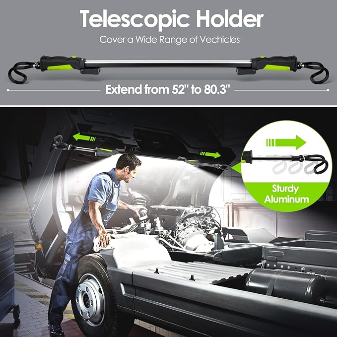 Aaleds Underhood Work Light, 2000LM Super Bright, 5200mAh Rechargeable LED Work Lights for Mechanics, Magnetic Automotive Under Hood Light Bar Cordless Touble Light for Car Repairing/Garage/Workshop