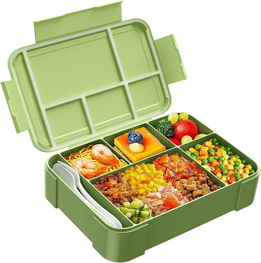 Jelife Bento Box Kids Lunch Box - 1450ml Large Leakproof 6 Compartments Kids Lunchbox Toddler Bento Box with Utensils for School