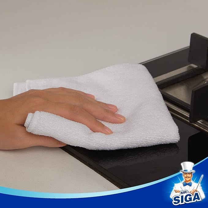 MR.SIGA Microfiber Cleaning Cloth, All-Purpose Microfiber Towels, Streak Free Cleaning Rags, Pack of 12, White, Size 32 x 32 cm(12.6 x 12.6 inch)