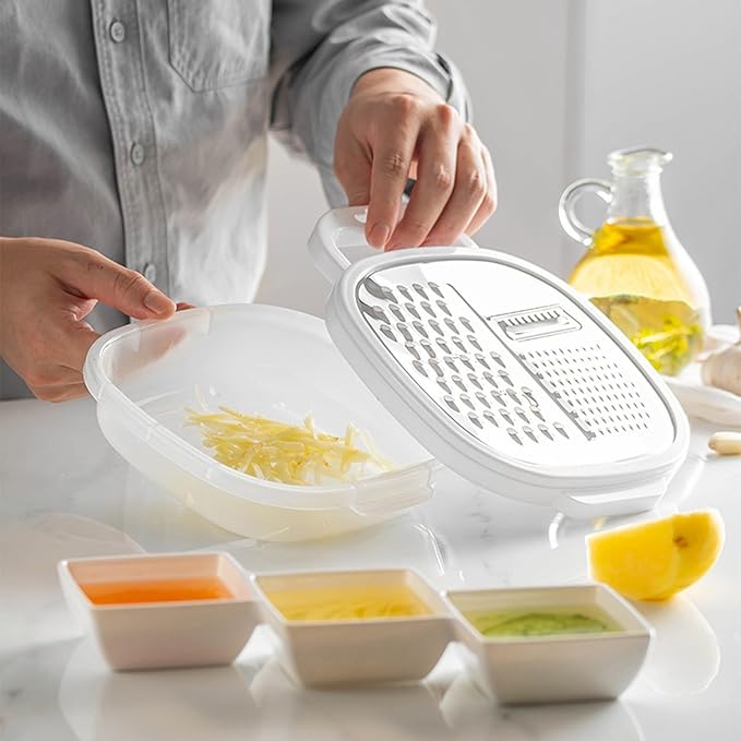 ABOOFAN Vegetable Grater and Slicer 9.84X7.59X3.93In Stainless Steel Kitchen Cutter Shredder for Cheese Fruits and Vegetables with Anti-Slip Design