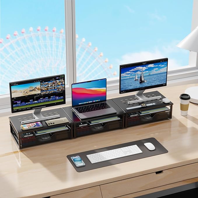 Computer Monitor Stand Riser, Desk Organizers and Accessories with Drawer
